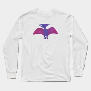 watercolor pterodactyl dinosaur - pink and purple Long Sleeve T-Shirt